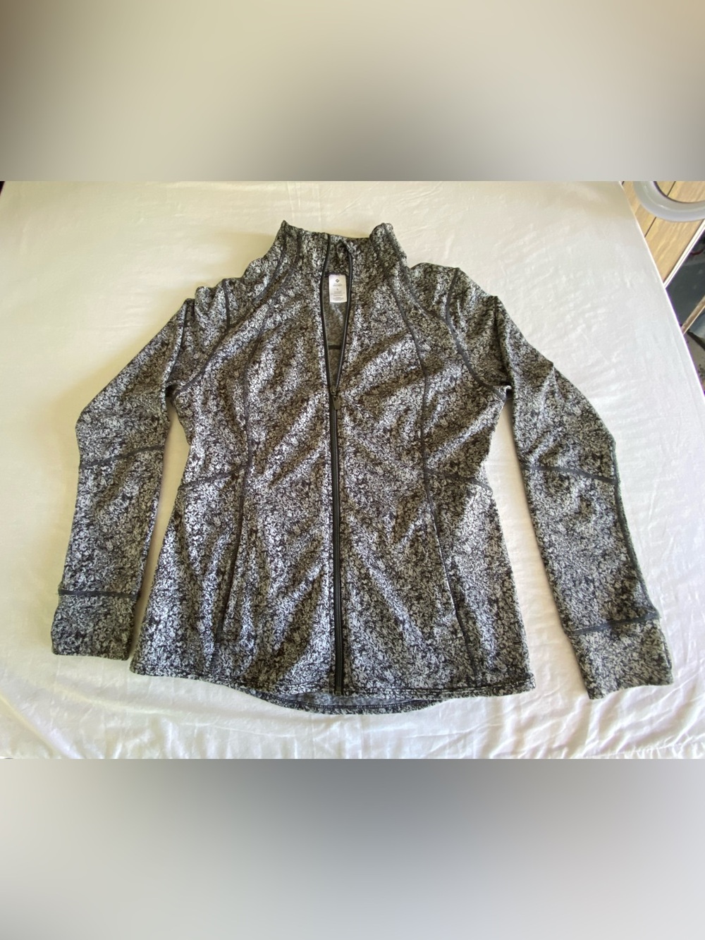 Ladies Large Members Mark Textured Athletic Jacket Women’s Grey Black